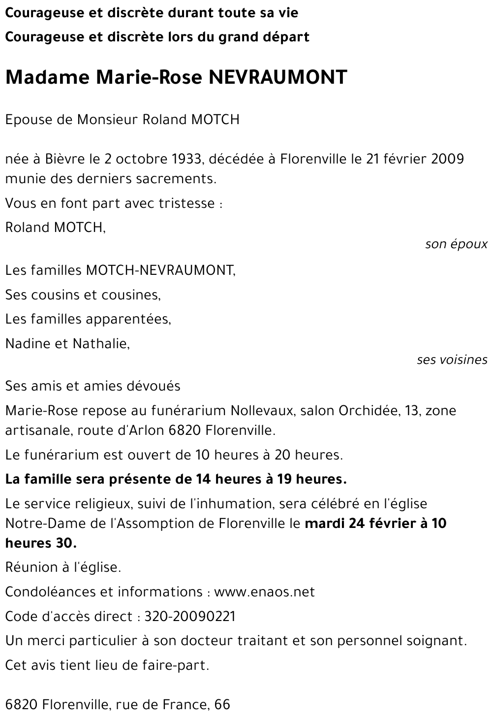 Marie-Rose NEVRAUMONT