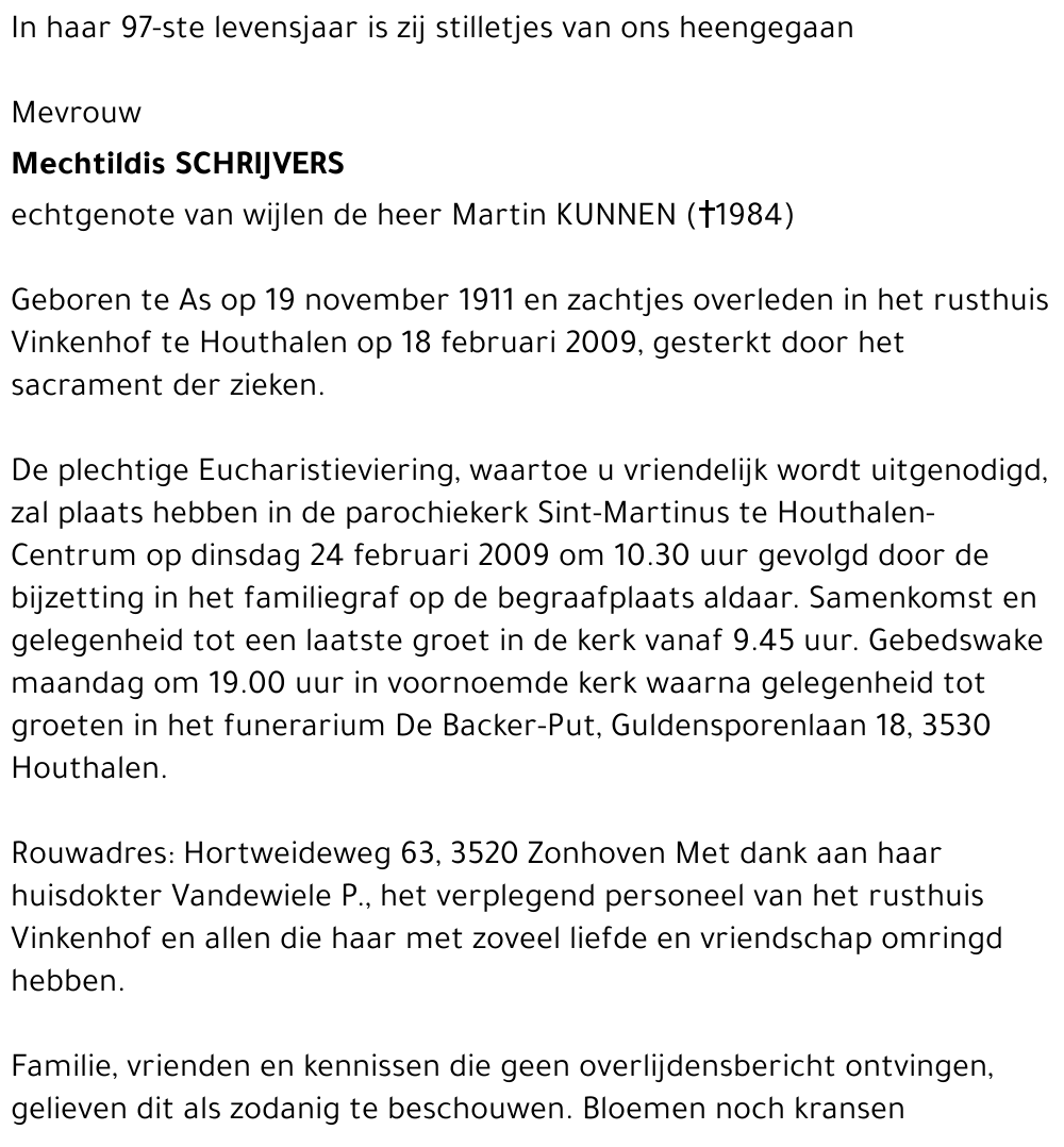 Mechtildis SCHRIJVERS