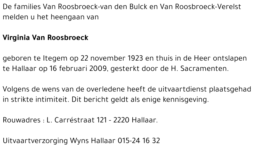 Virginia VAN ROOSBROECK