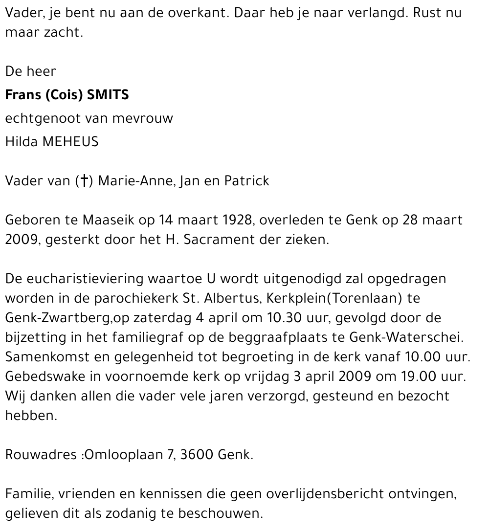 Frans (Cois) SMITS