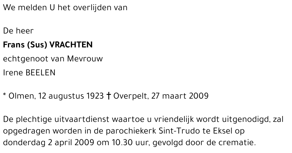 Frans (Sus) Vrachten