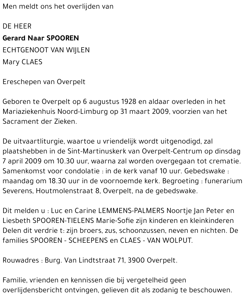 Gerard (Naar) Spooren