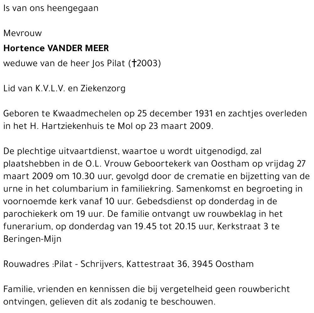 Hortence Vander Meer