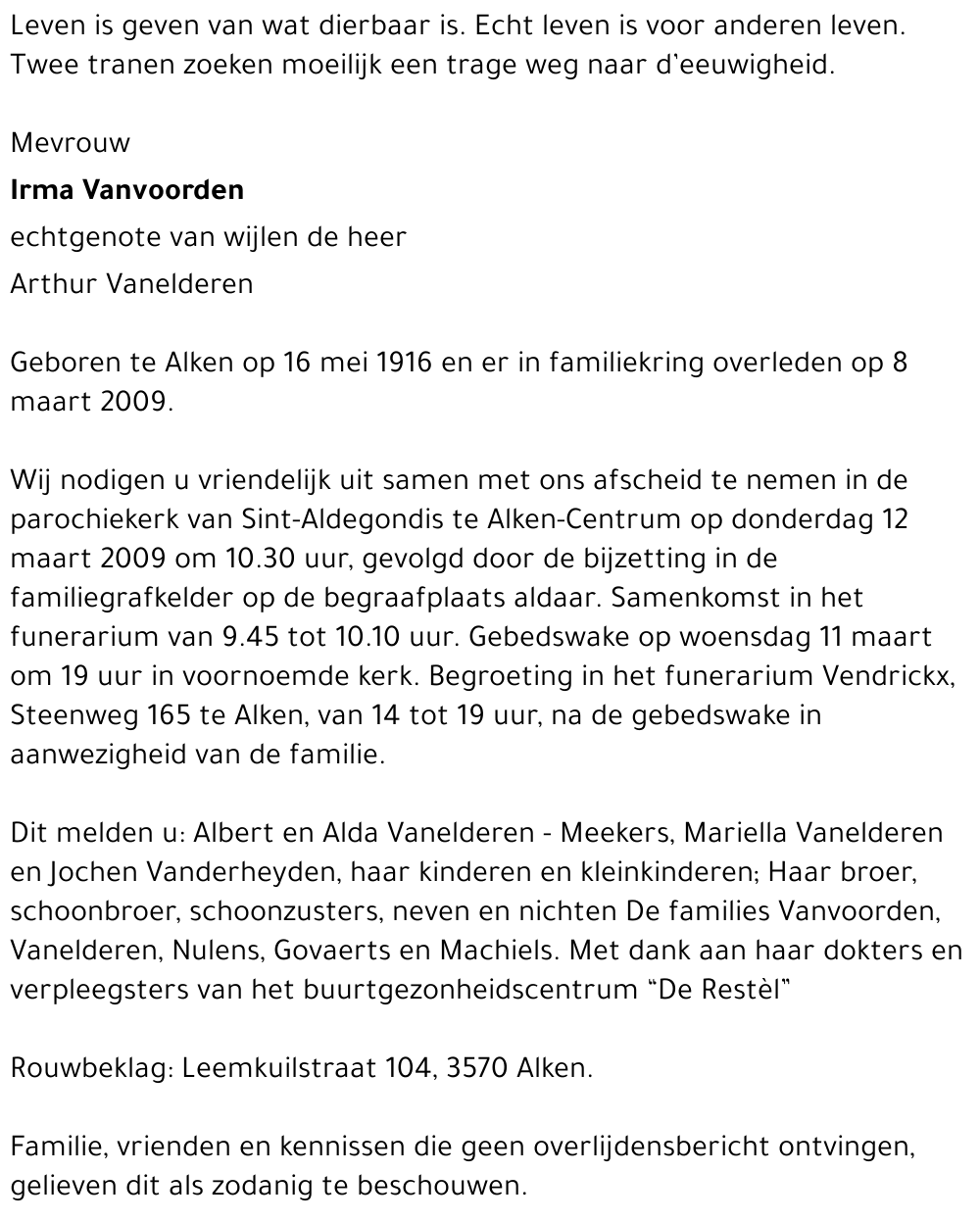 irma vanvoorden