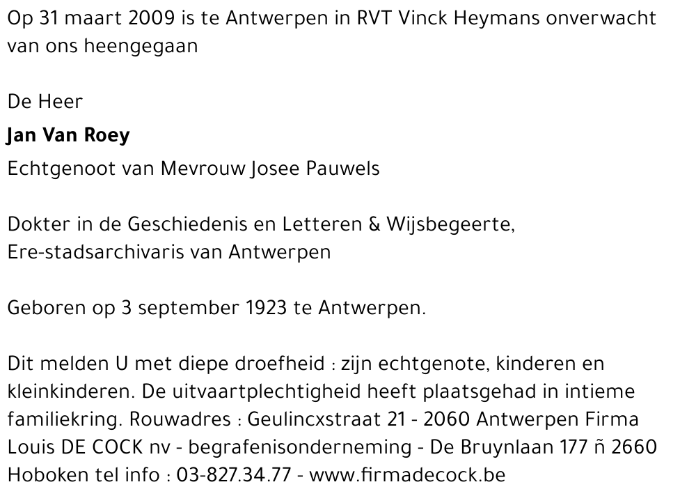 Jan VAN ROEY