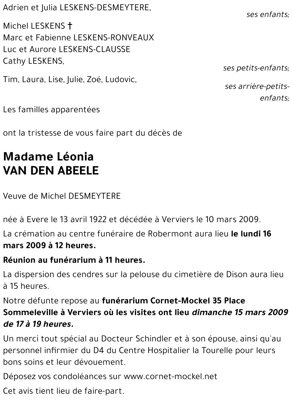 Léonia VAN DEN ABEELE