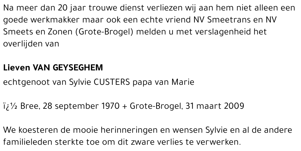 Lieven VAN GEYSEGHEM