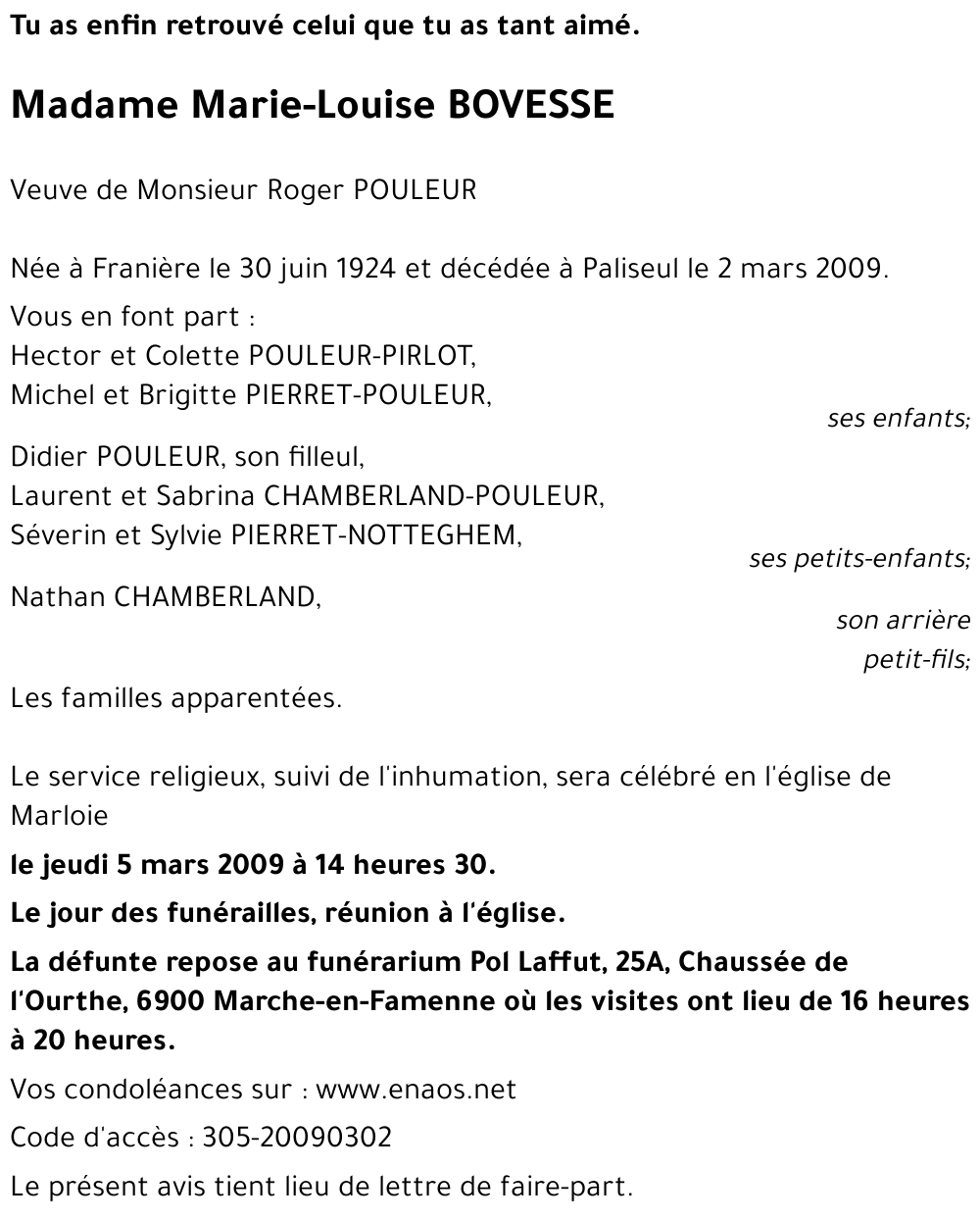 Marie-Louise BOVESSE