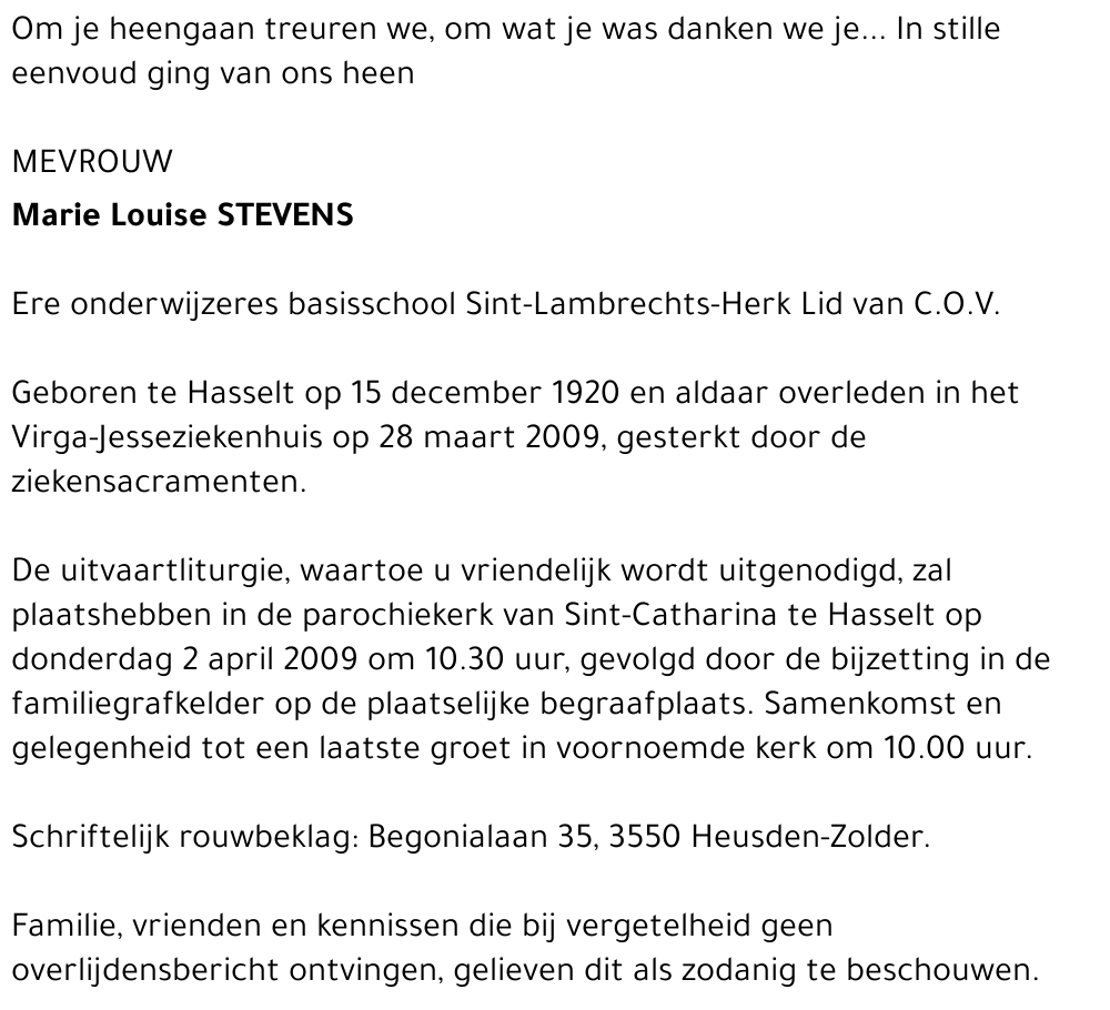 Marie Louise Stevens