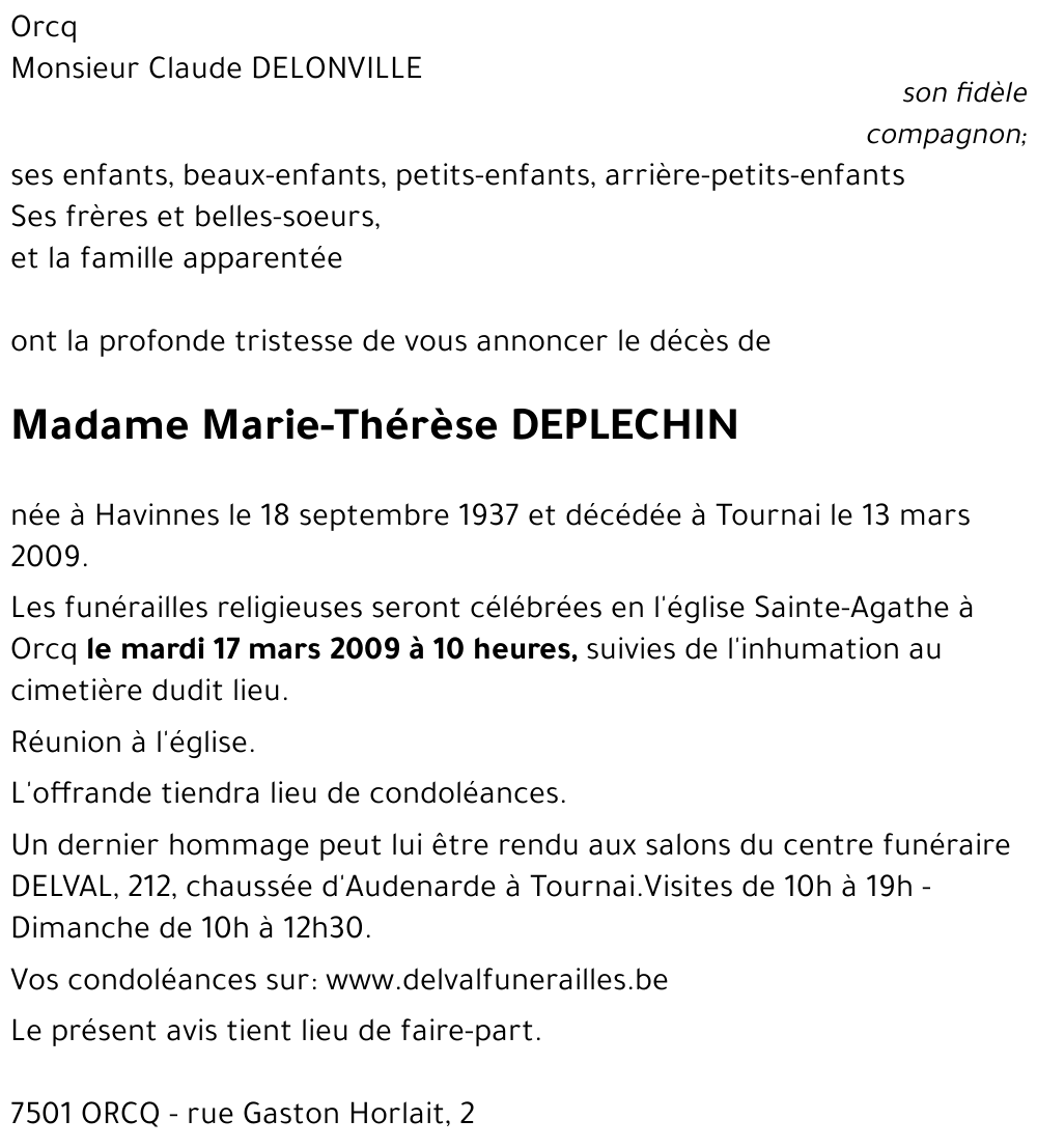 Marie-Thérèse DEPLECHIN