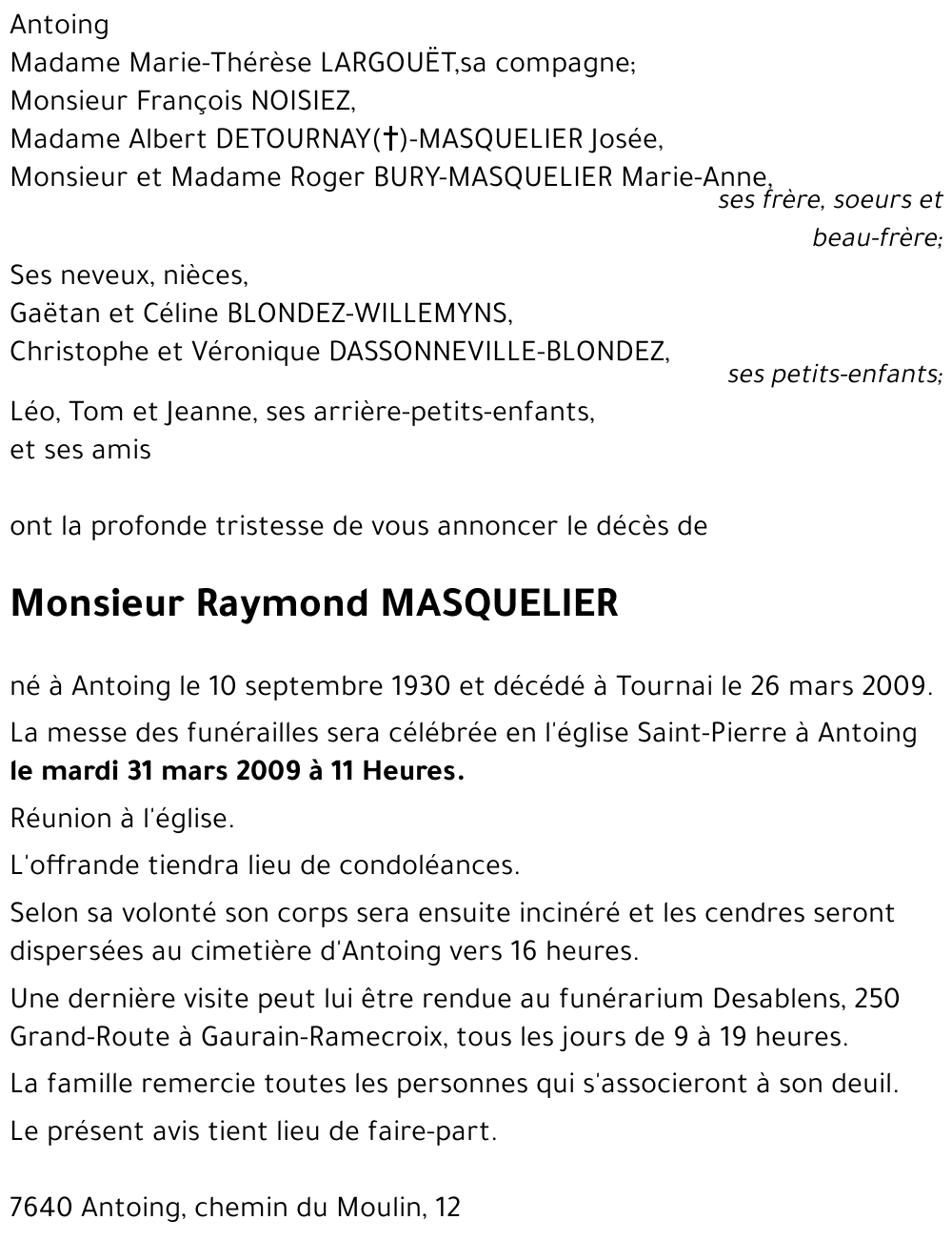 Raymond MASQUELIER