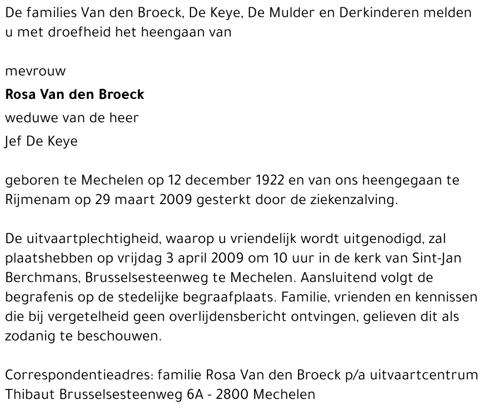 Rosalia Van den Broeck