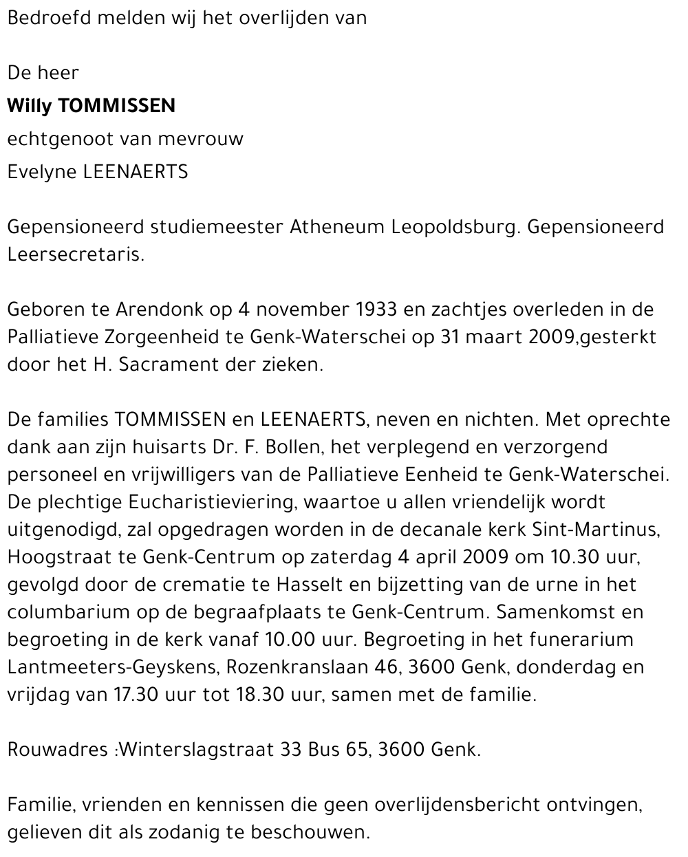 willy TOMMISSEN