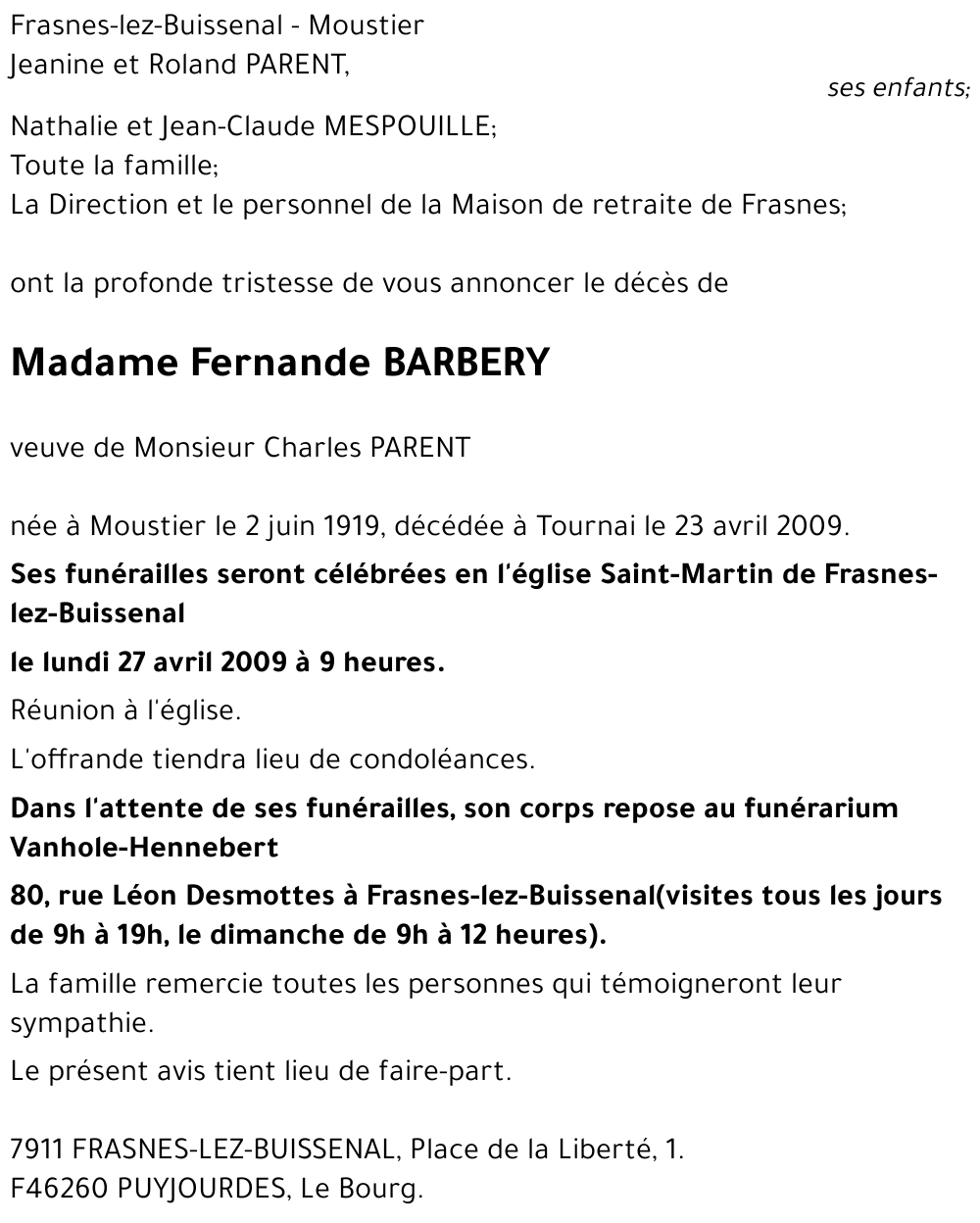 Fernande BARBERY