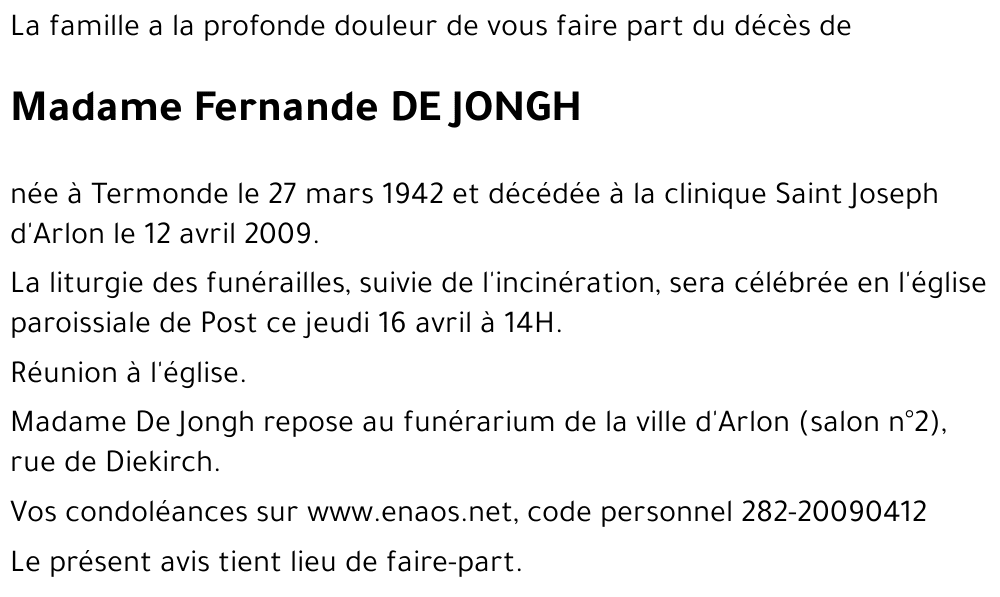 Fernande DE JONGH