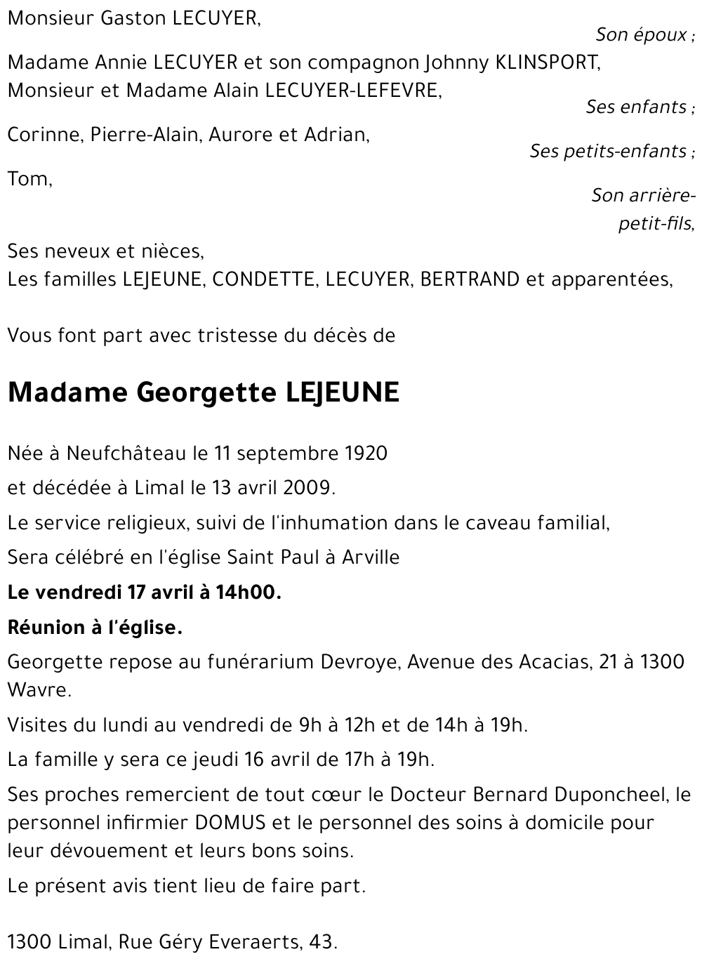 Georgette LEJEUNE