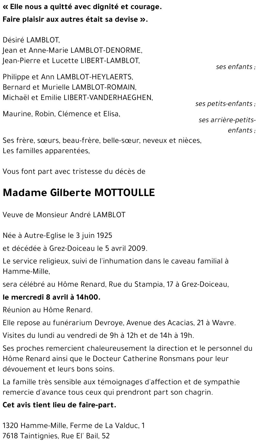 Gilberte MOTTOULLE