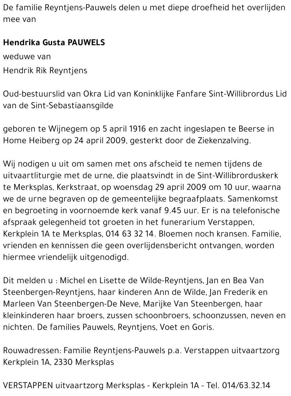 Hendrika Gusta PAUWELS