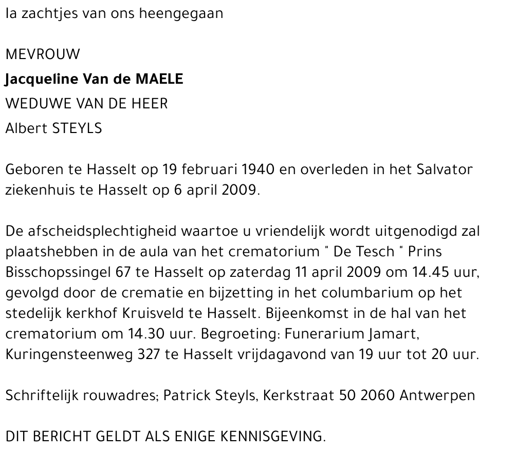 Jacqueline Van de Maele