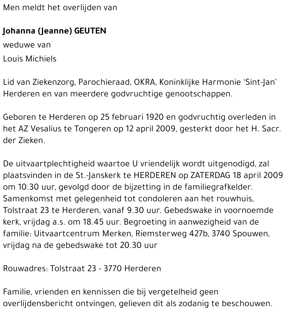 Johanna (Jeanne) Geuten