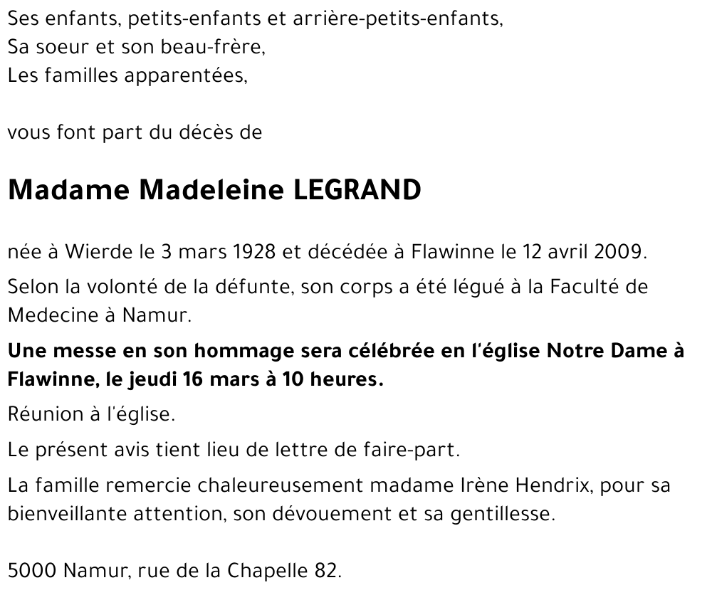Madeleine LEGRAND
