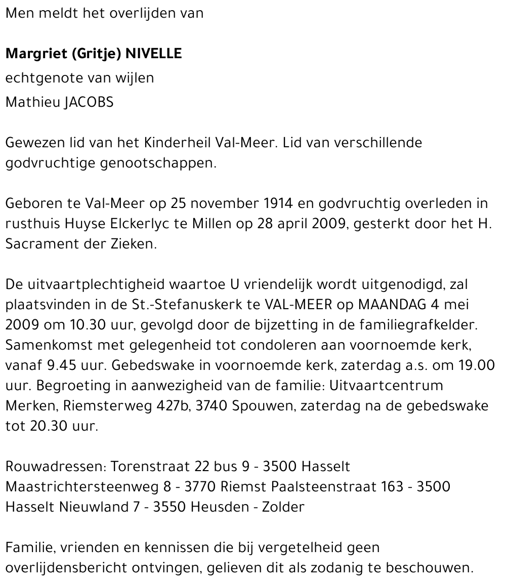 Margriet (Gritje) Nivelle