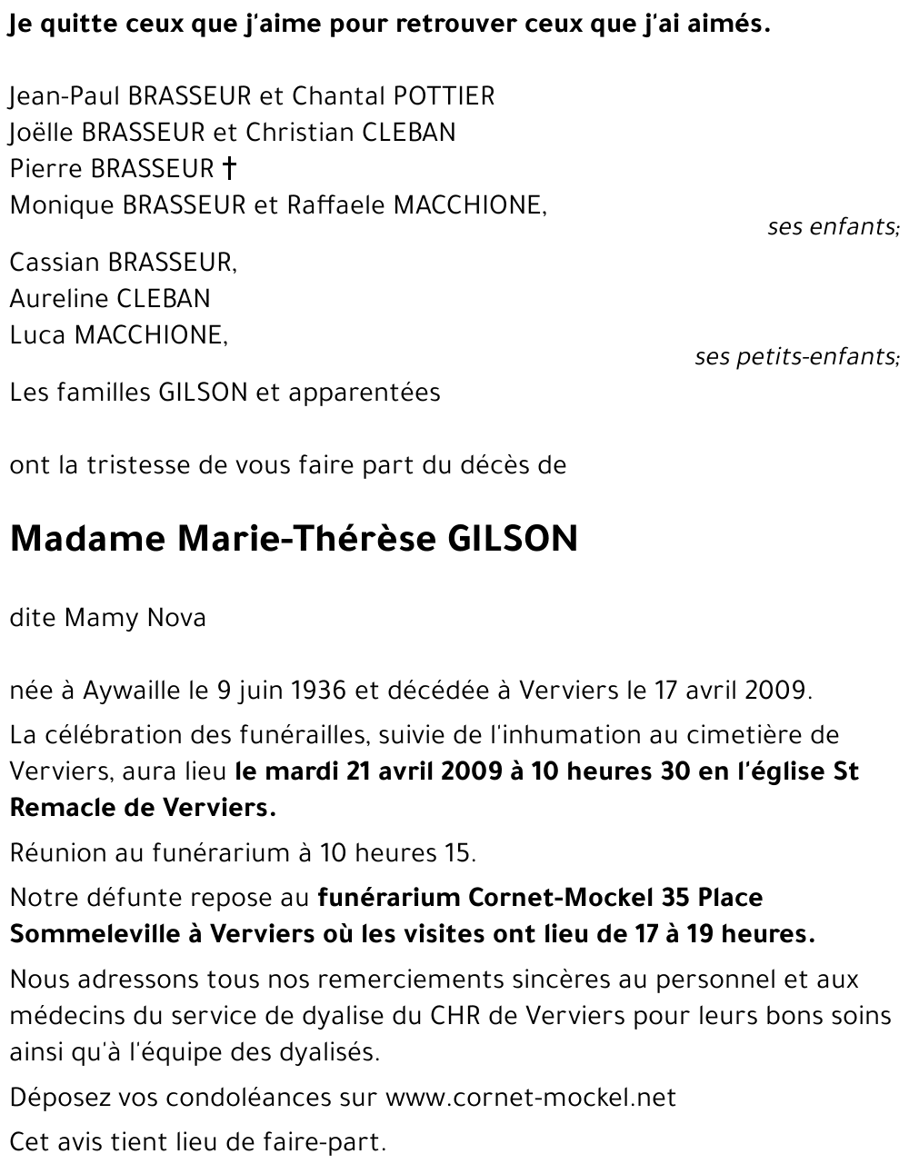 Marie-Thérèse GILSON