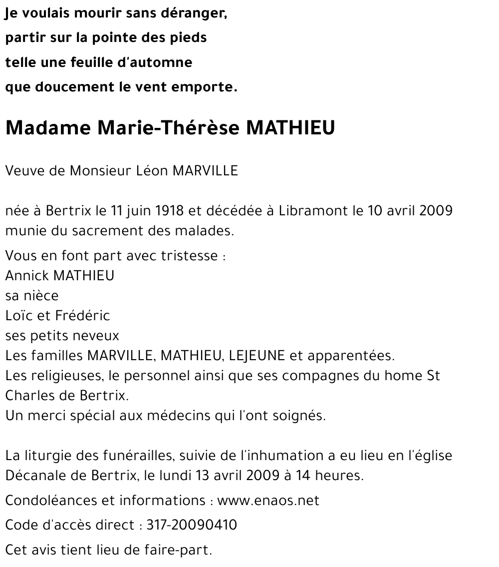 Marie-Thérèse MATHIEU