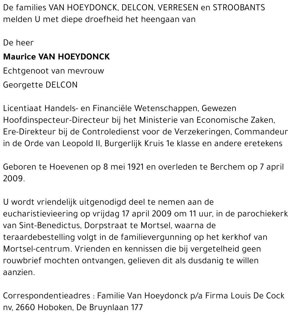 Maurice VAN HOEYDONCK