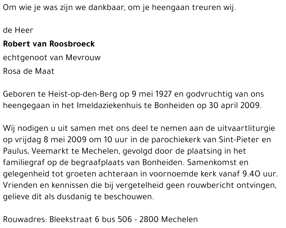 Robert VAN ROOSBROECK