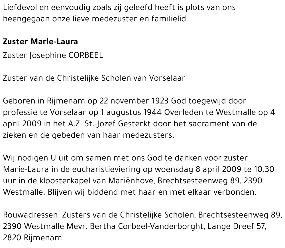 Zuster Josephine Corbeel