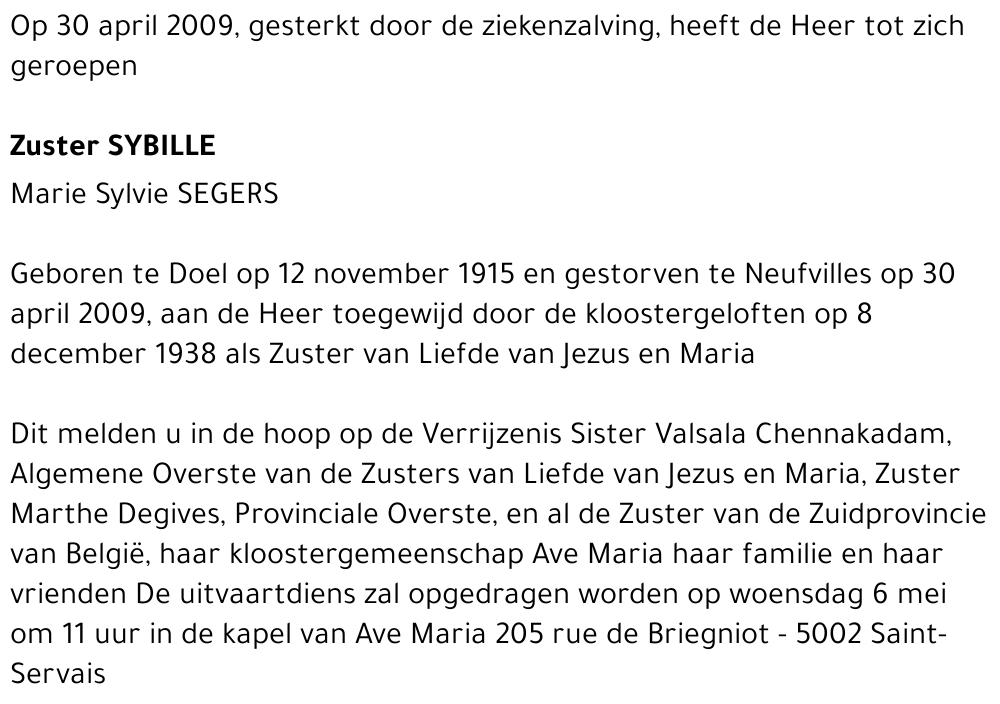 Zuster SYBILLE