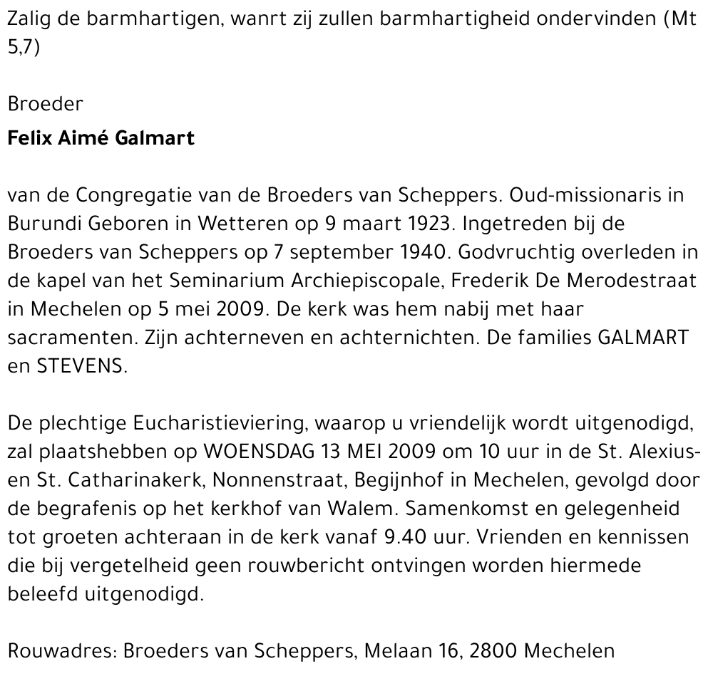 Aimé ( Broeder Felix) Galmart
