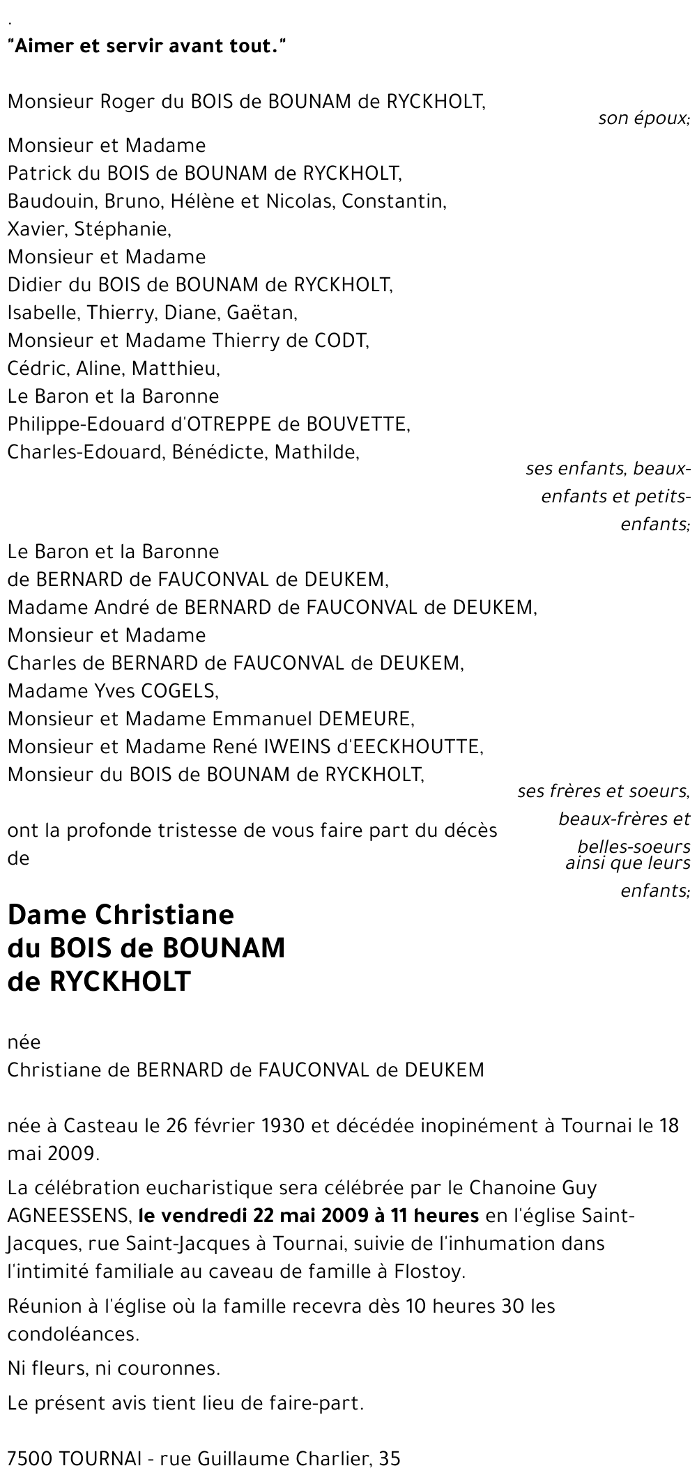 Christiane du BOIS de BOUNAM de RYCKHOLT