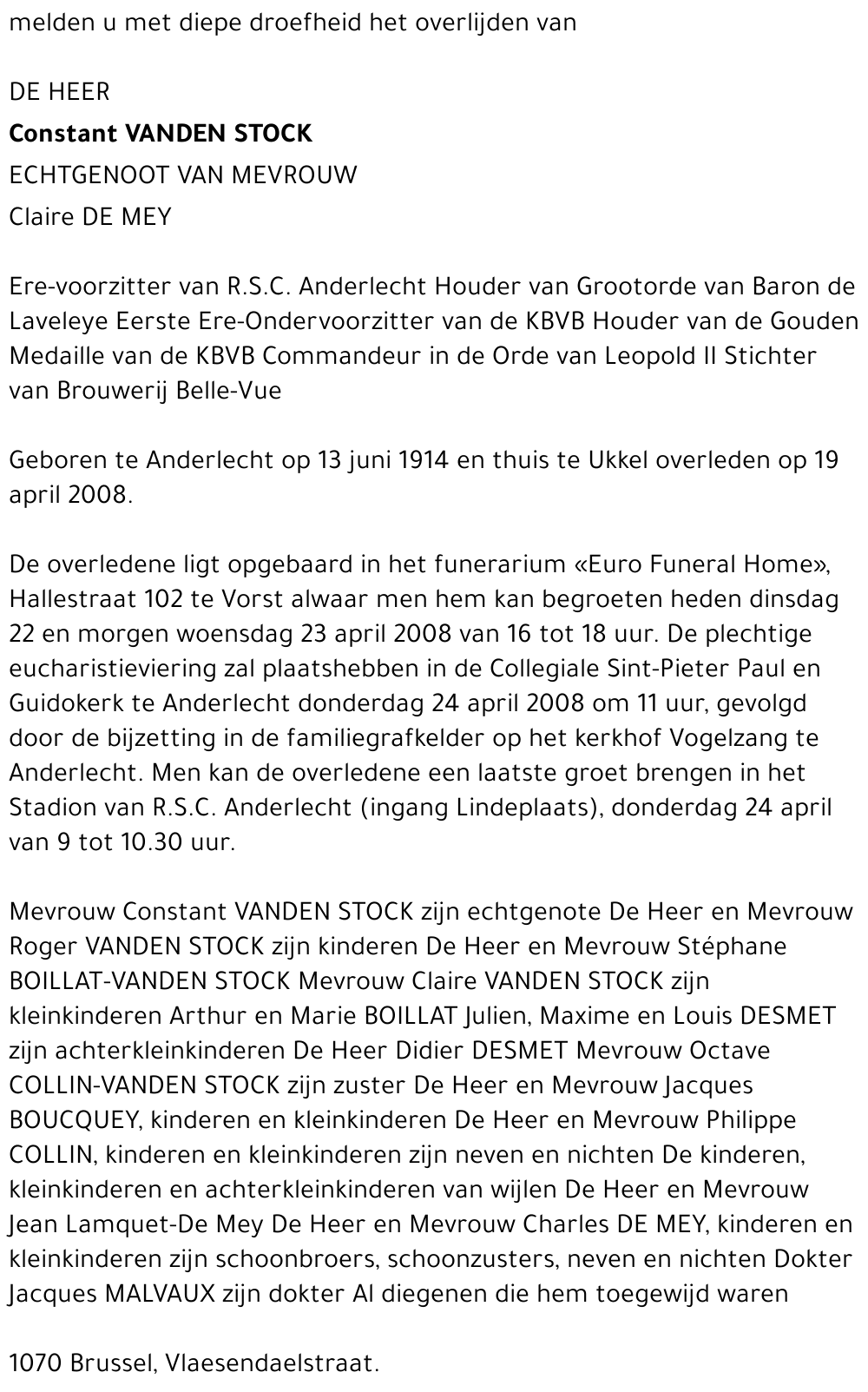 Constant Vanden Stock