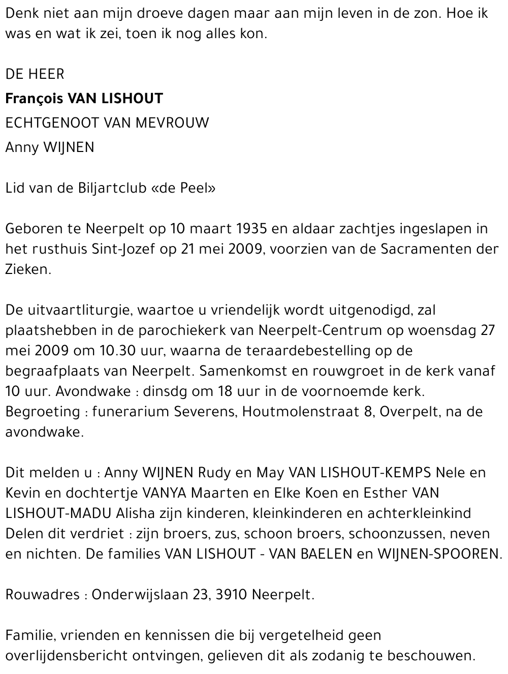 Francois Van Lishout