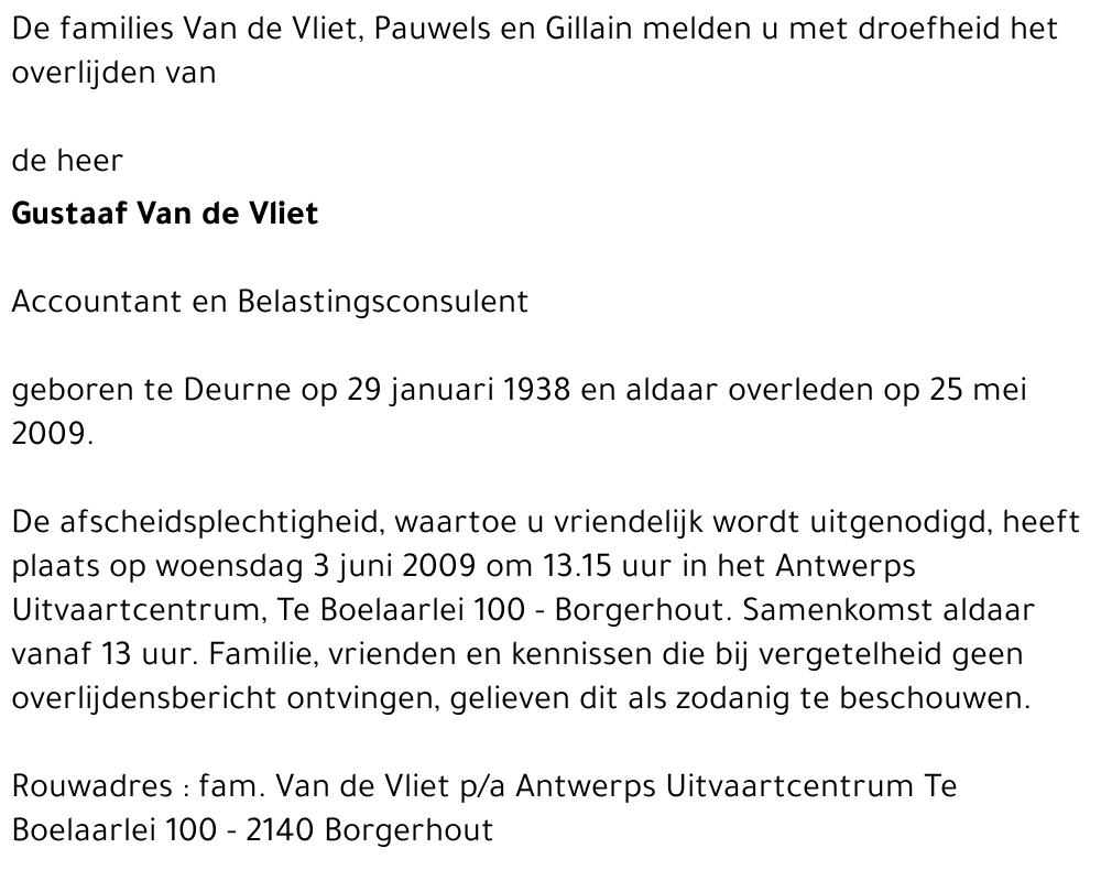 Gustaaf Van de Vliet