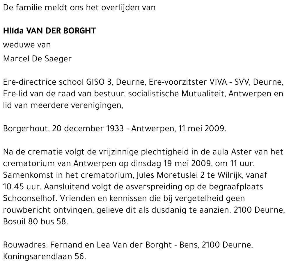 Hilda Van der Borght