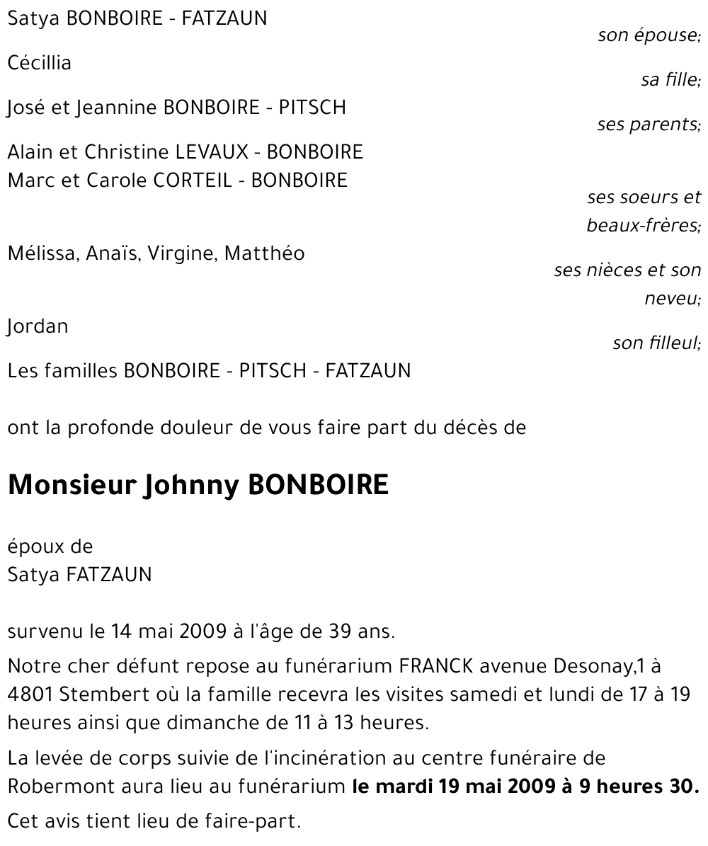 Johnny BONBOIRE