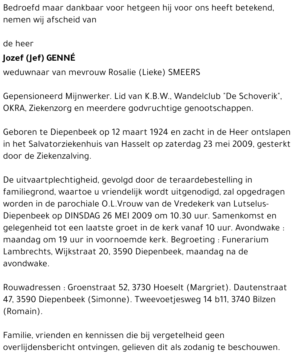 Jozef  (Jef) GENNÉ