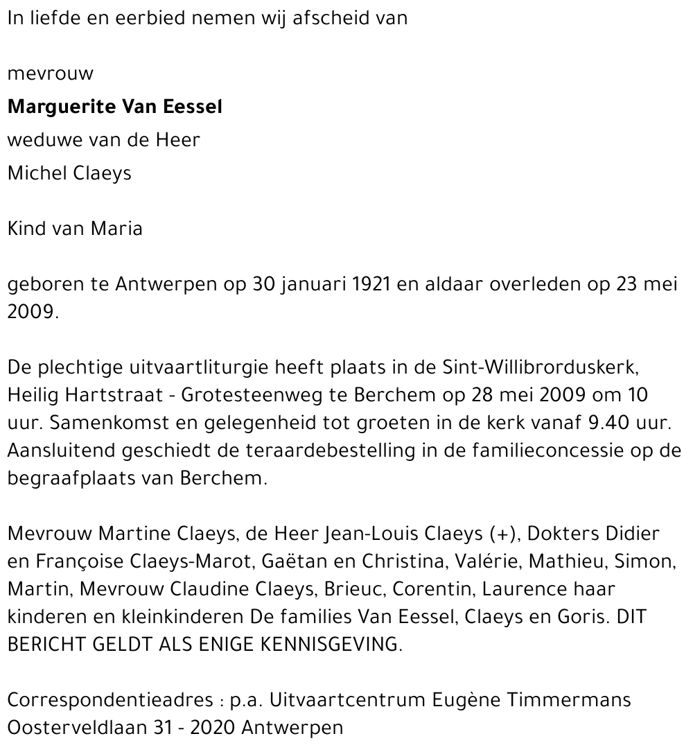 Marguerite Van Eessel