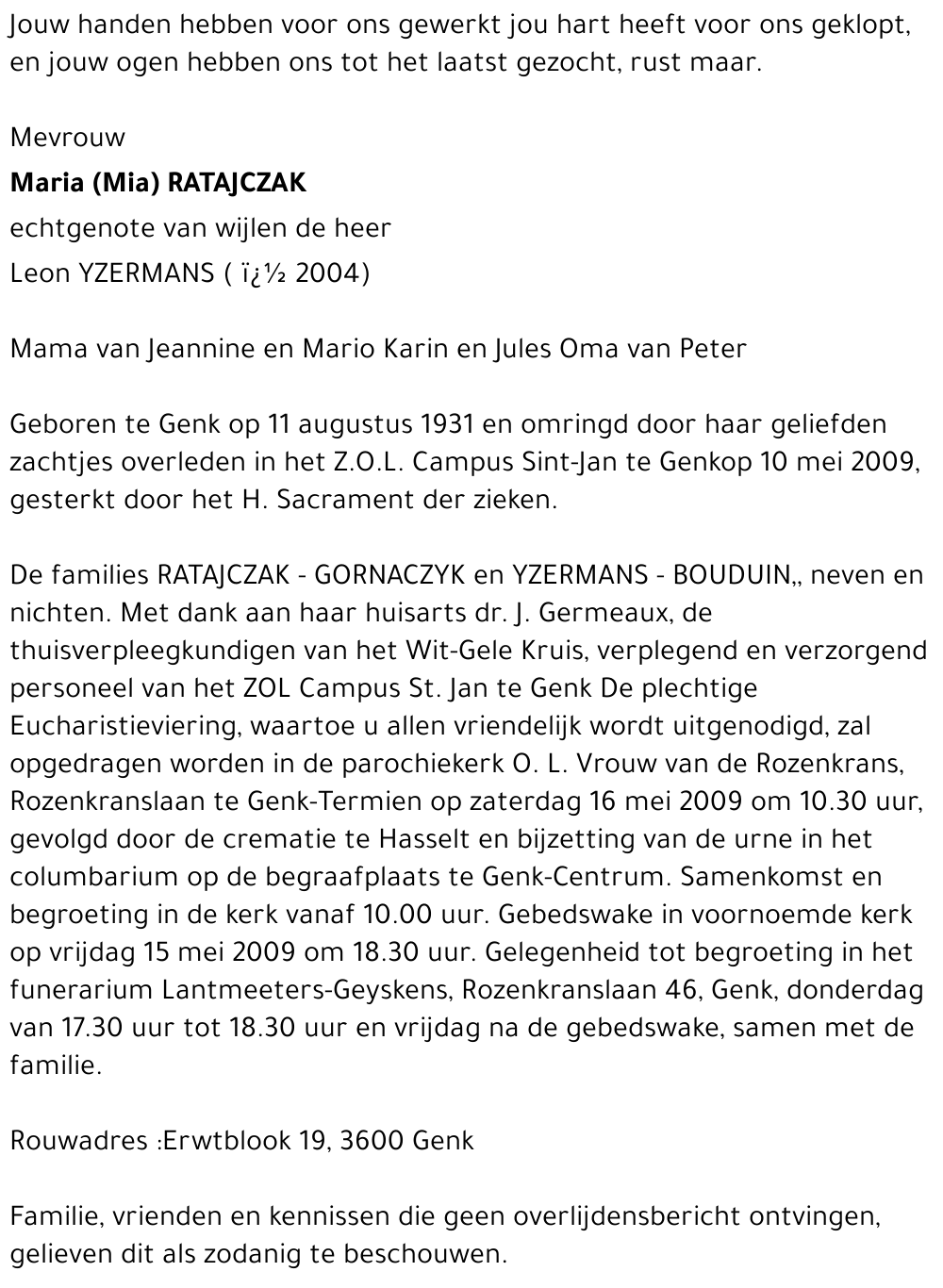 Maria (Mia) RATAJCZAK