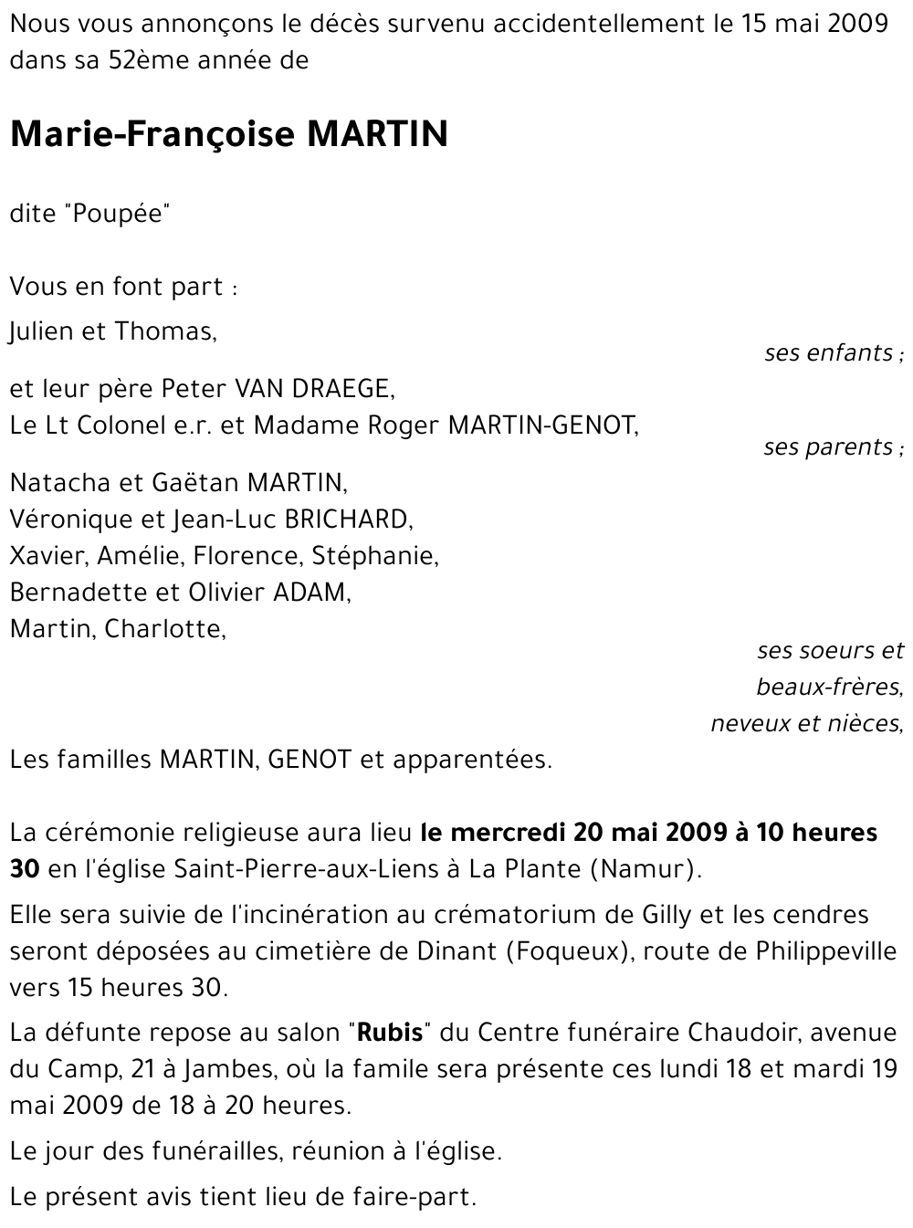 Marie-Françoise MARTIN