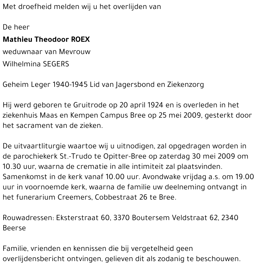 Mathieu Theodoor Roex