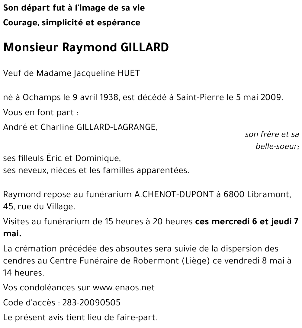 Raymond GILLARD