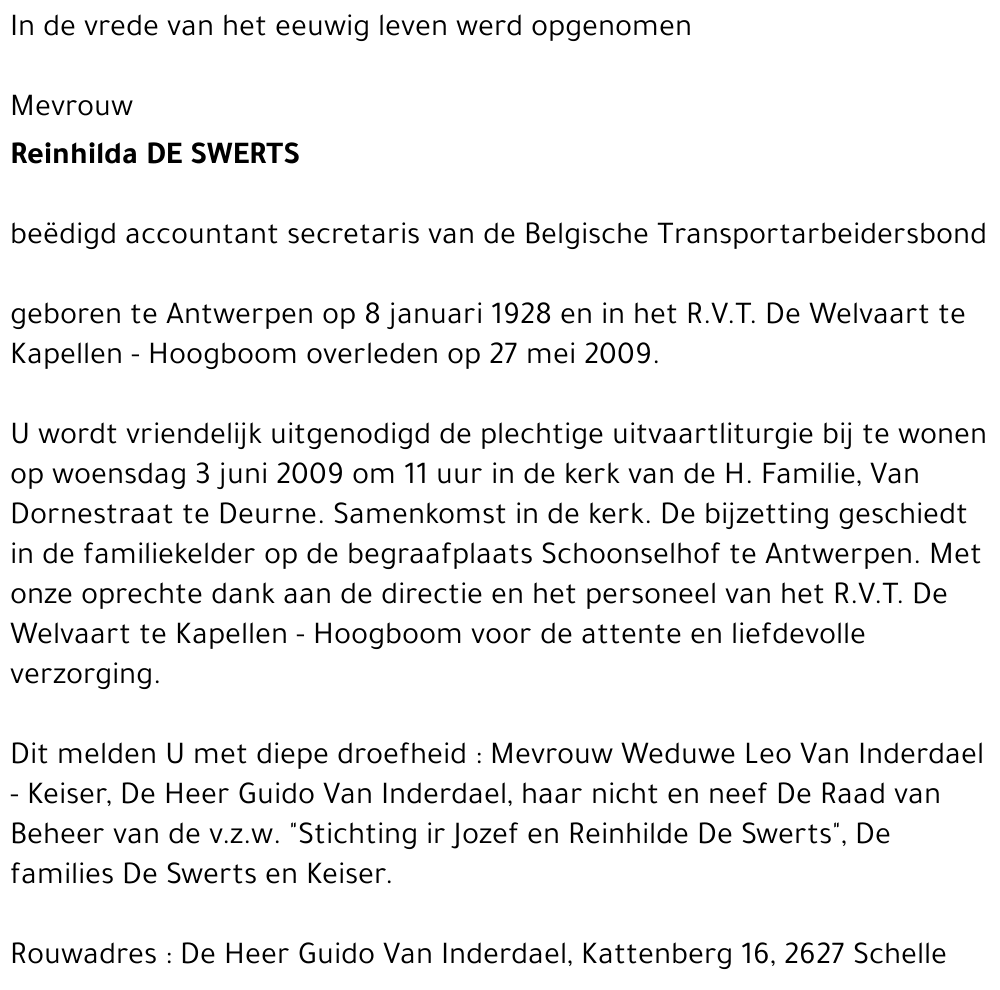Reinhilda De Swerts