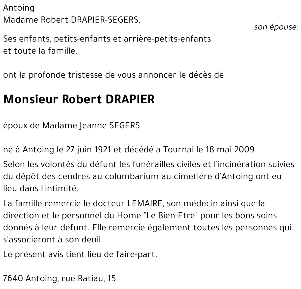 Robert DRAPIER