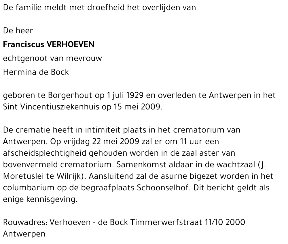 Verhoeven Franciscus