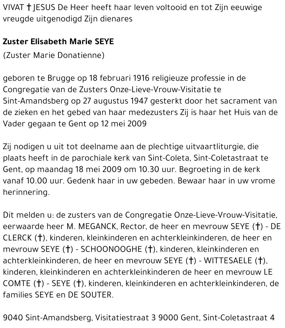 Zuster Elisabeth Marie Seye