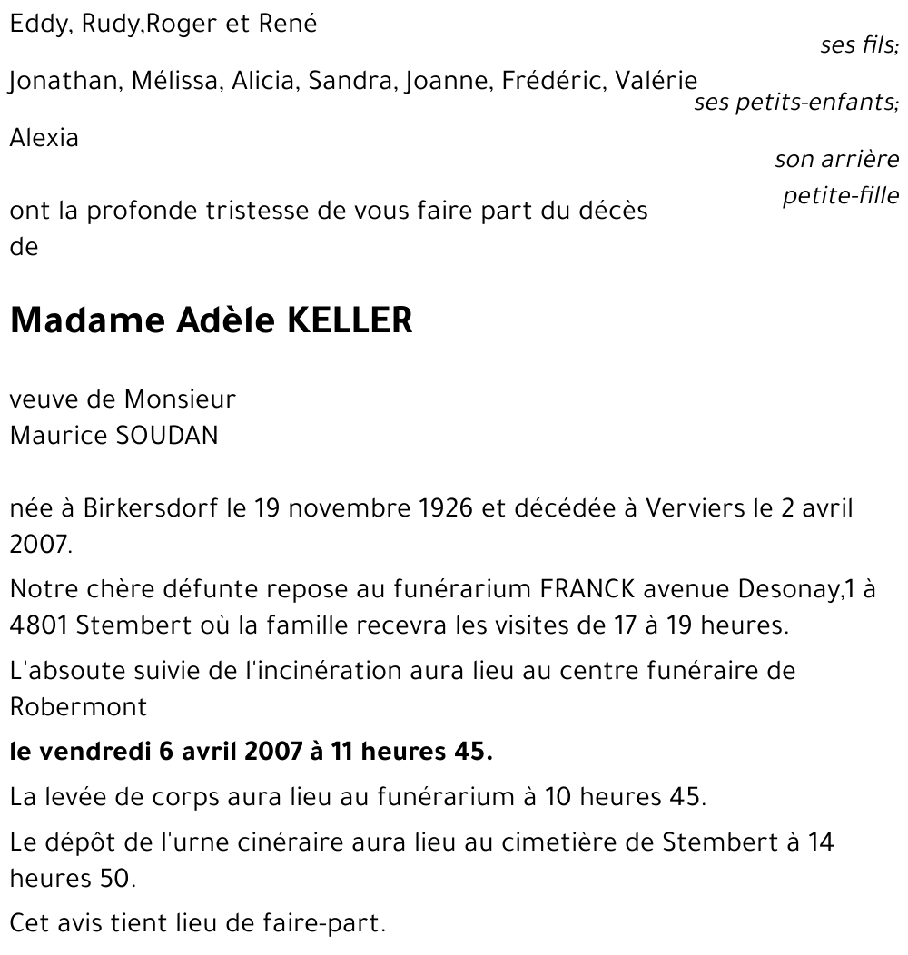 Adèle KELLER